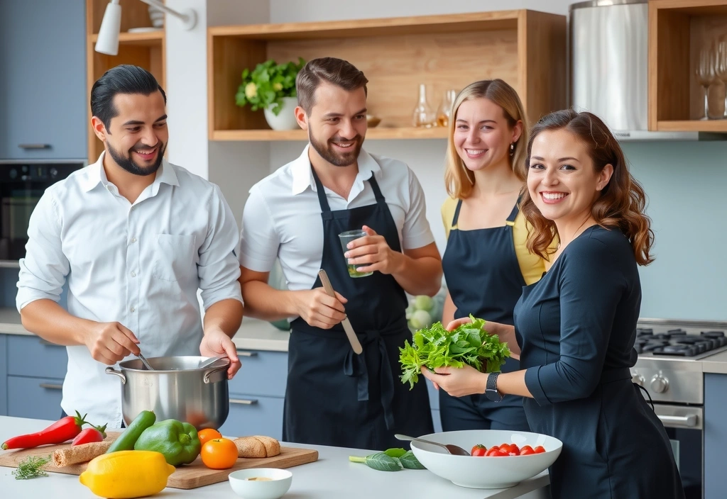 Team Vitalis beim gemeinsamen Kochen für einen Workshop